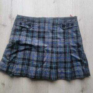 GAP Gray Plaid Mini Skirt with Blue and Green Accents